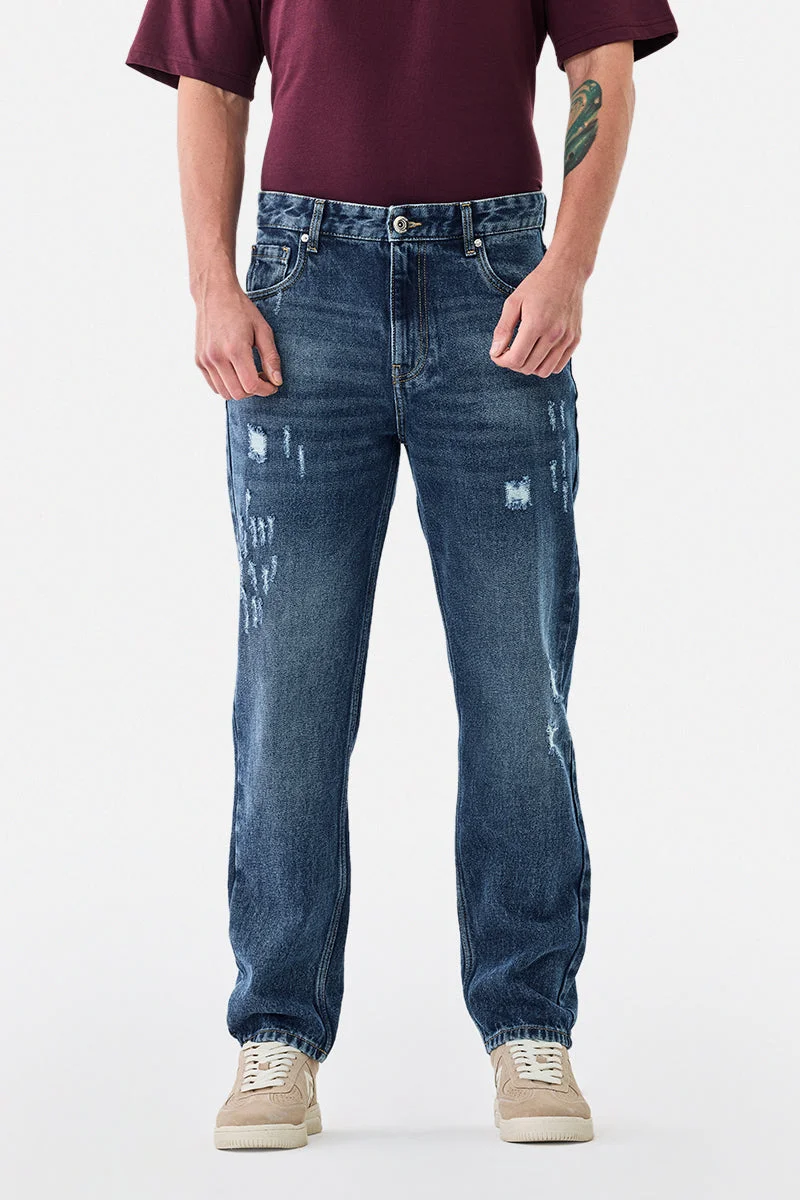 SNITCH  Relaxed Fit Washed Jeans for Men | Best Price UAE
